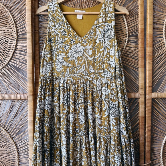 Rachel Ashwell Mini Floral Mustard Dress SZ XS Tiered - Picture 2 of 6